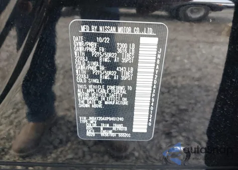 2023 Nissan Armada Platinum 2Wd из США, поврежденный, VIN JN8AY2DAXP9401240